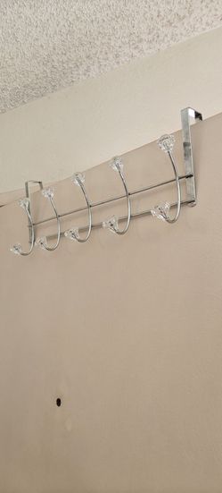 19". 5-Hook Over-the-Door Hanging Rack with Crystal Knobs