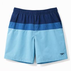 Speedo Men’s Large Swim Trunks w/ Built-In Liner Shorts Blue Quick Dry Water Repellent