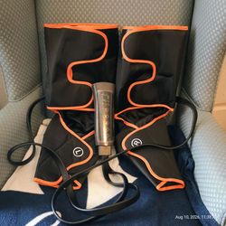 Black & Orange Air Compression Leg Massager System with Heat