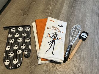 Disney Nightmare Before Christmas  3 towels. lg Whisk,Lg Spatula, lg Oven Mitt