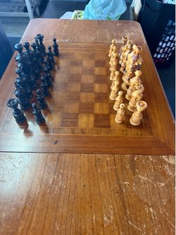 Vintage Wooden Chess and Backgammon Game Table