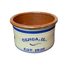 Vintage Mark Essig Stoneware Hand Thrown Pottery Genoa, IL Est. 1835 Crock