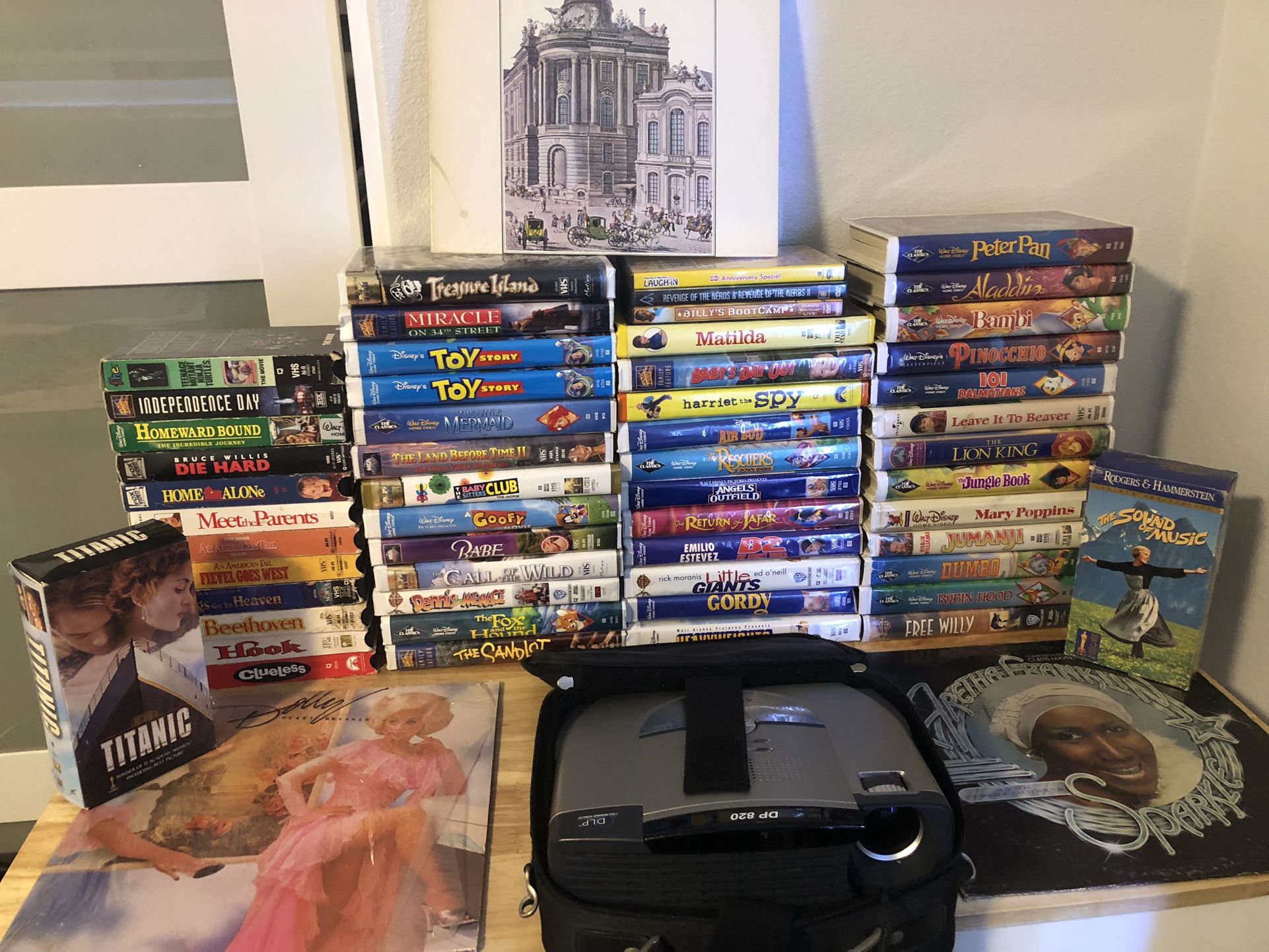 VHS, Records, Projector, Record Player Collection