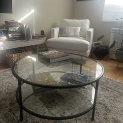 Glass Coffee Table / Blackened bronze