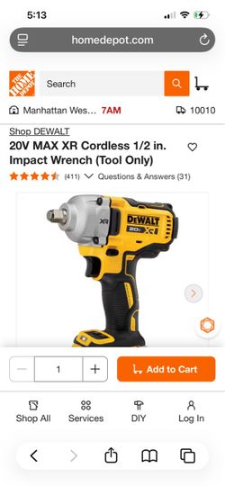 DEWALT 20V MAX XR Cordless 1/2 in. Impact Wrench