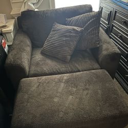 Brown Chase Lounge & Ottoman 