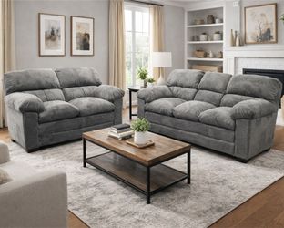 charcoal sofa and loveseat Plush 