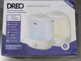 Dreo 2-Pack Humidifiers - Quiet, Aromatherapy & Ambient Light