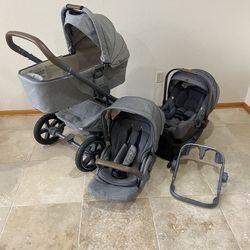 Nuna Mixx Stroller With Car Seat And Bassinet grey