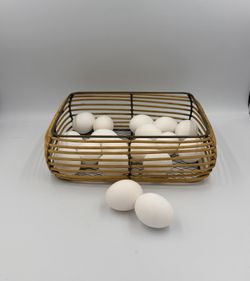 Vintage Mid Century Modern wire and cane rectangular basket