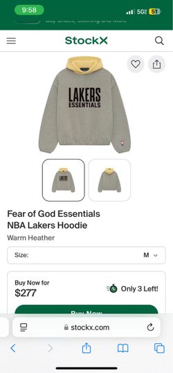 Fear of God Essentials Lakers Hoodie size Medium fits Large