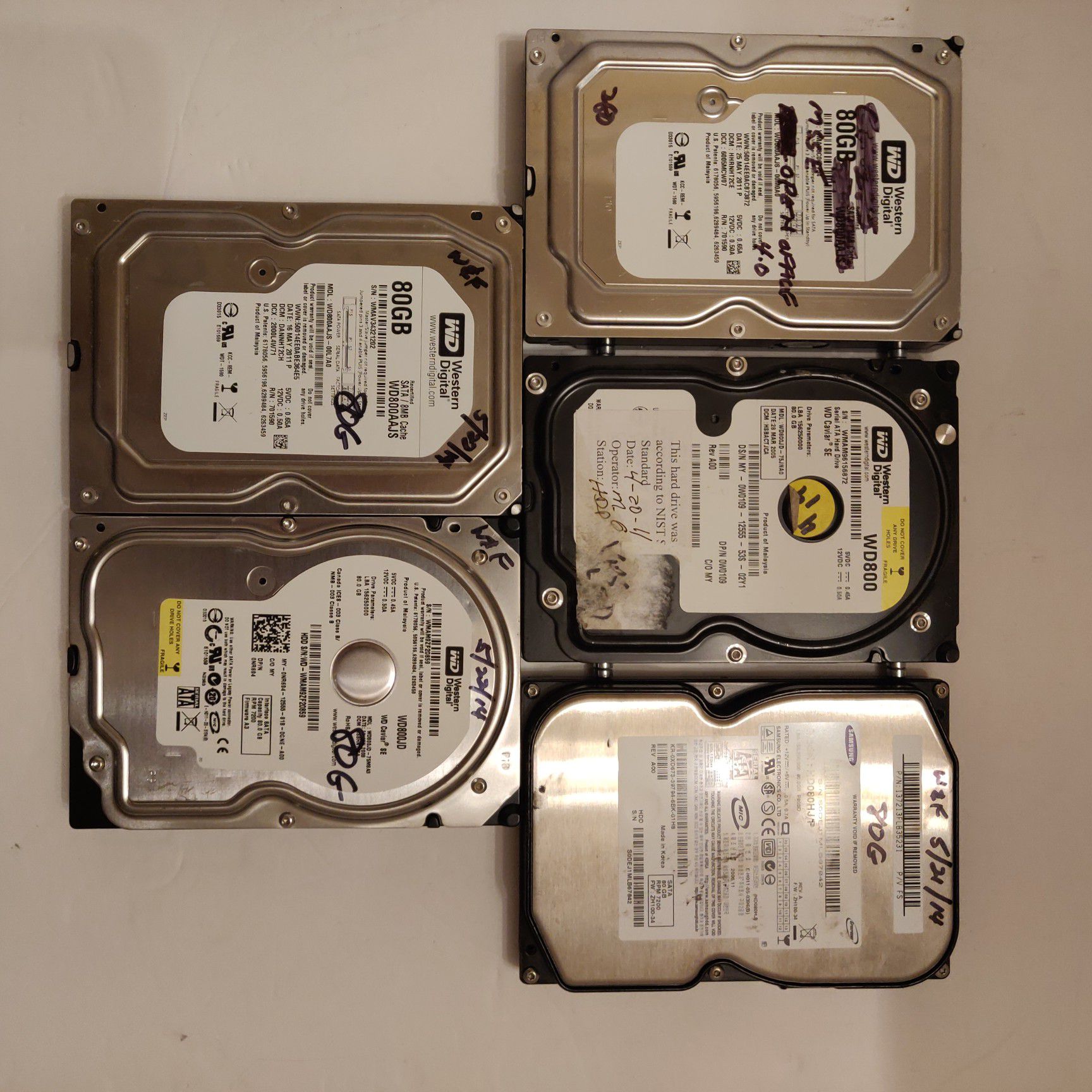 Various computer parts HDDS, Ram, DVD burners, and a cpu