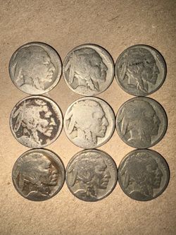 Lot of 9 Buffalo Nickels (no dates).