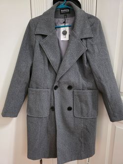 Winter Wool Blend Camel Mid-Long Coat Notch Double-Breasted Lapel Jacket Outwear