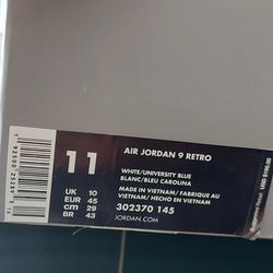 Air Jordan 9 "UNC" DS