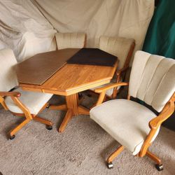 Octagon Solid Oak Table and Chairs