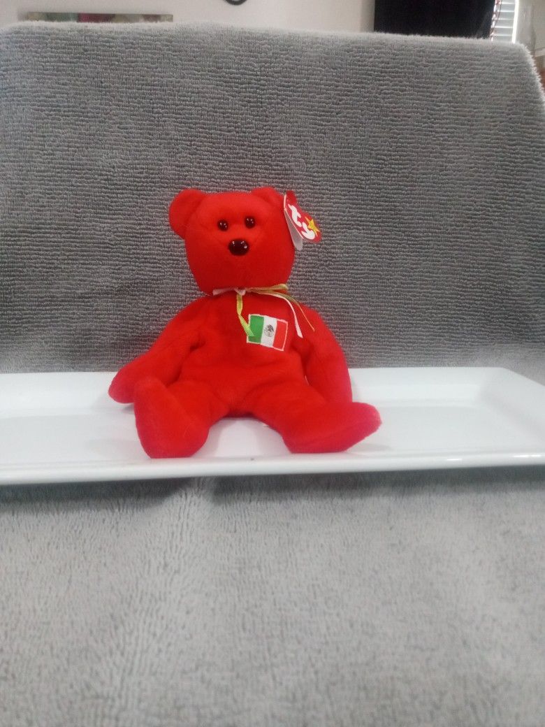 Vintage 1999 Otis Beanie Baby Mexican Flag Bear