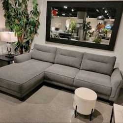 Boucle Grey Sectional Sofa New
