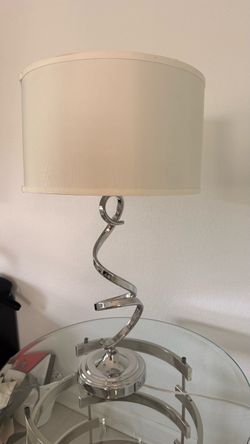 Chrome Spiral Table Lamp with White Shade