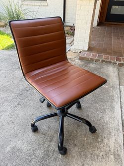 Brown Faux Leather Rolling Office Chair