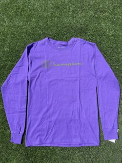 Champion Pixel Script Logo L/S Purple (Med)