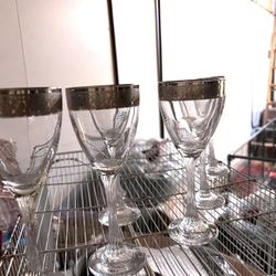Shiny White Silver Beautiful Wine Glass