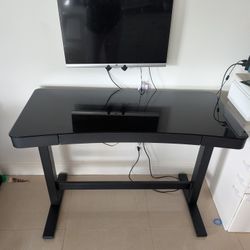 Black Glass Electric Standing Desk – Like New – Height Adjustable (48”)