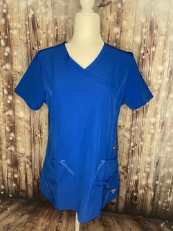 Material Girl SuperFlex Mock-Wrap Scrubs Top