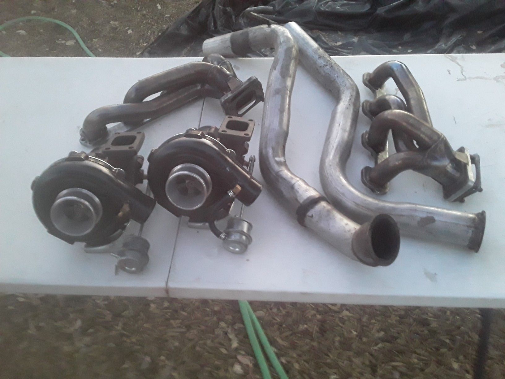 88 mustang gt twin turbo setup..m12 a/r.50...with intake and manifolds...