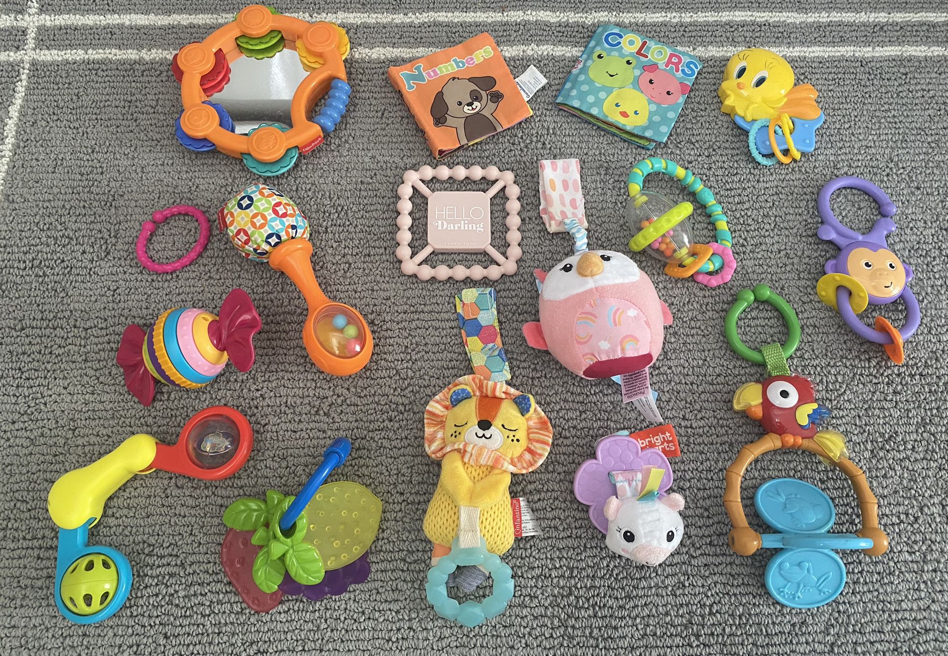 Baby Infant Toy Lot Of Teether Rattles Soft Books