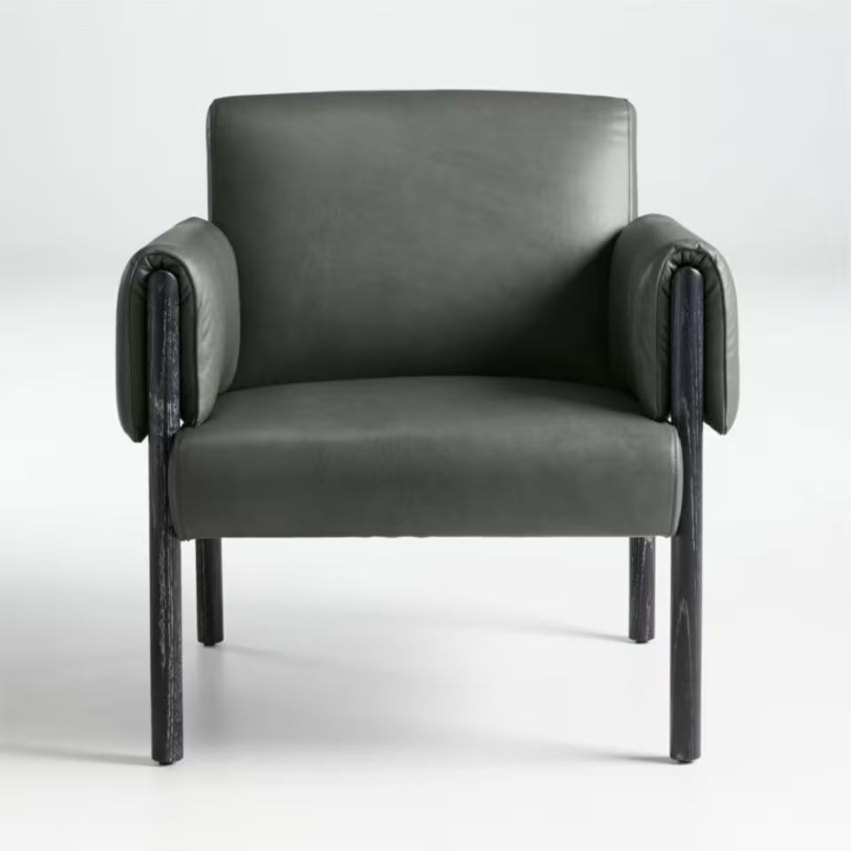 2 Diderot Wood and Leather Chairs - Charcoal (2 Chairs $350/each)o