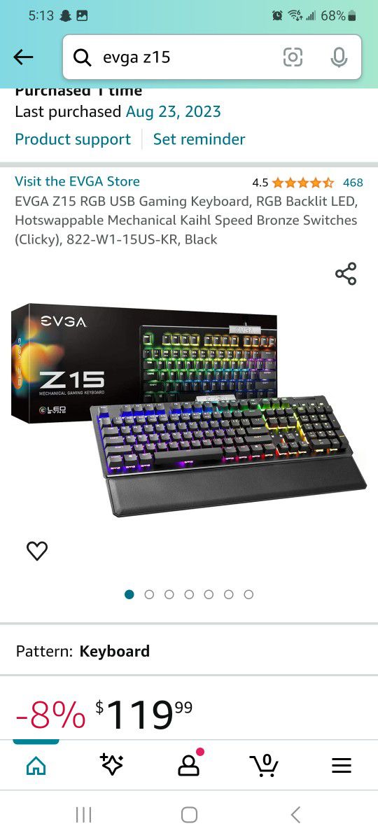 EVGA Z15 CLICKY RGB Keyboard 