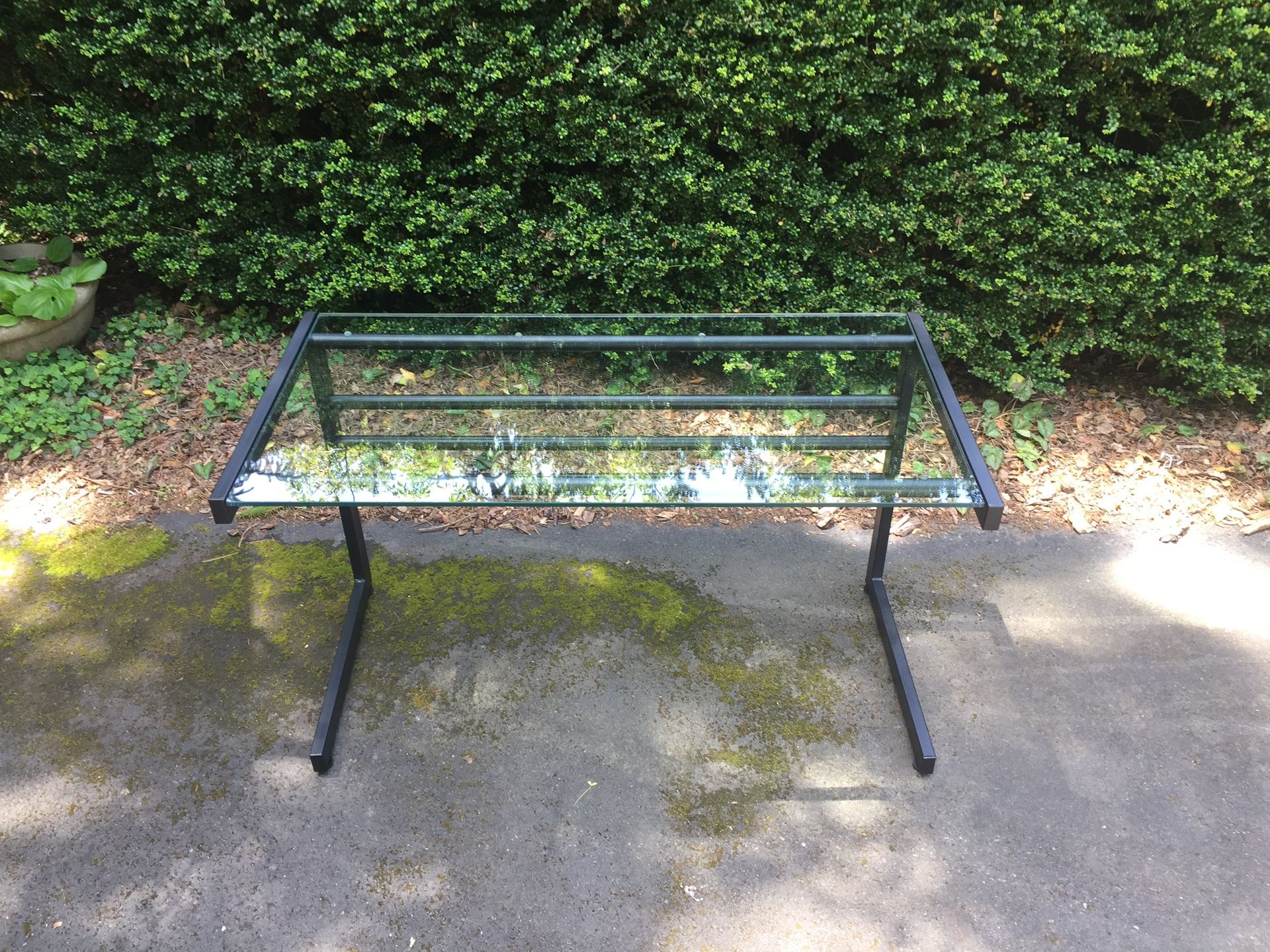 Large Morden Metal And Glass Desk Table