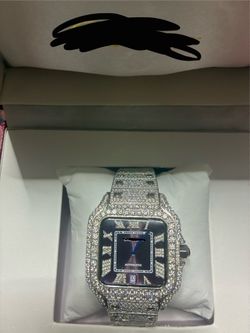 Custom iced out  c watch santos style