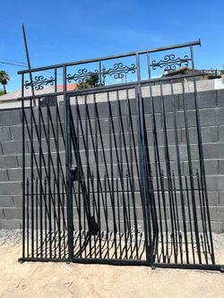 Custom 8’ Tall x 7’ Wide Wrought Iron Double Driveway Gate with Lock & Key