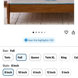 Full size Linenspa 10” hybrid mattress (memory foam + springs).