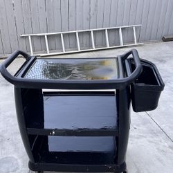 Bussing Cart 18" x 36.25" x 38" For Catering, Restaurants - Black