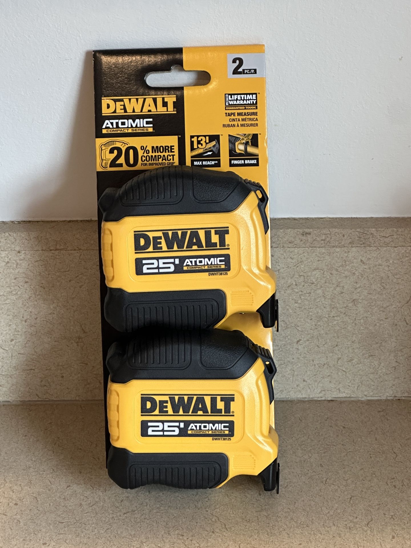 Dewalt 25 Foot Atomic Compact Series Tape Measure 2 Pack