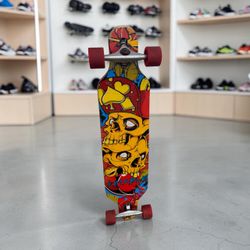 Rimable 41" Drop-Through Longboard Skateboard Red Skulls Poker Graphic 70mm