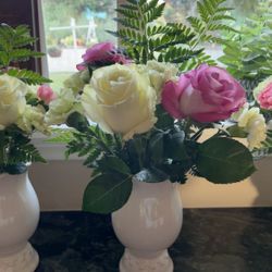 White Ceramic Vase Centerpieces