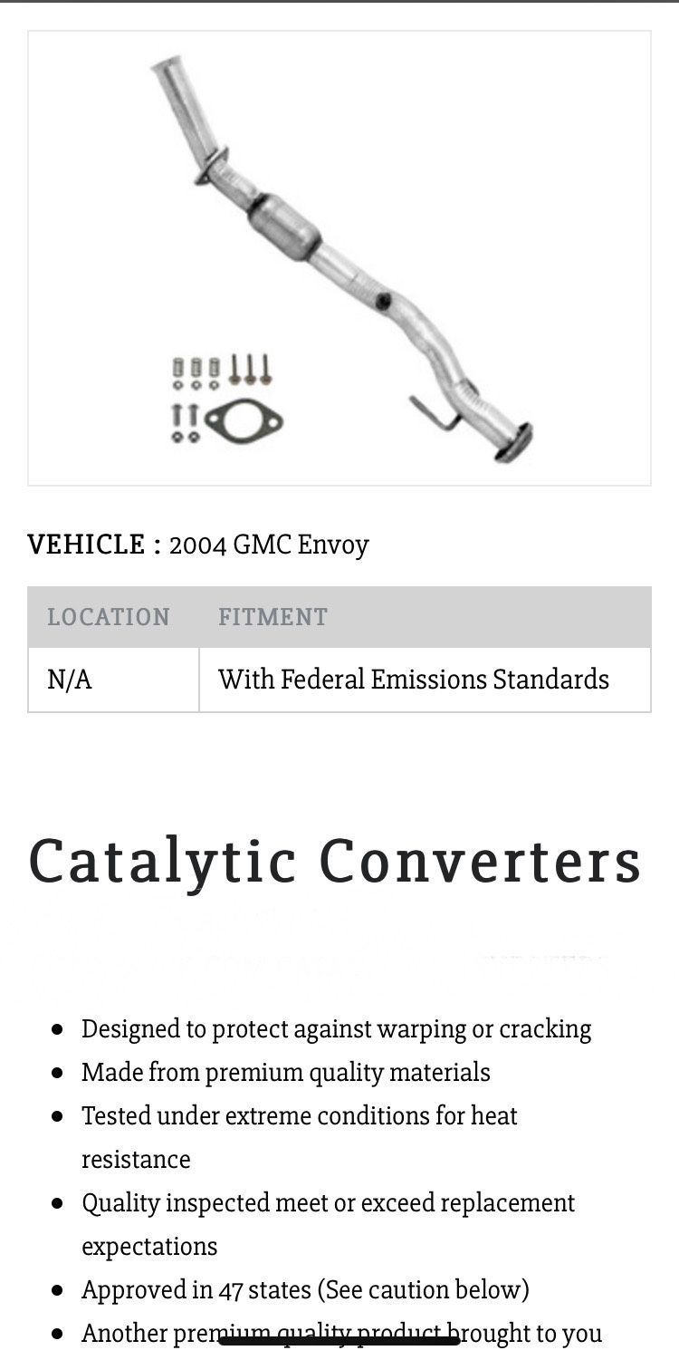 Catalizador GMC ENVOY 2004 catalytic converter