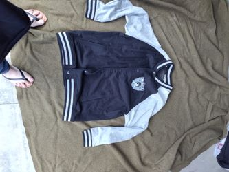 Men's Calvin Klein Black and White Varsity Jacket with Raider's Patch Size XL