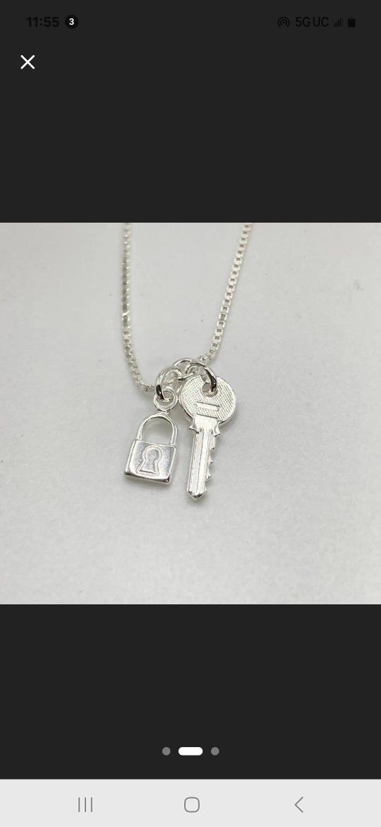 9in Lock And Key Women's Sterling Silver 925 Anklet Brand New