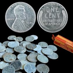 1943 PDS Lincoln STEEL Wheat Cent Pennies Lot, Roll of 50 STEEL PENNY~ Circulated