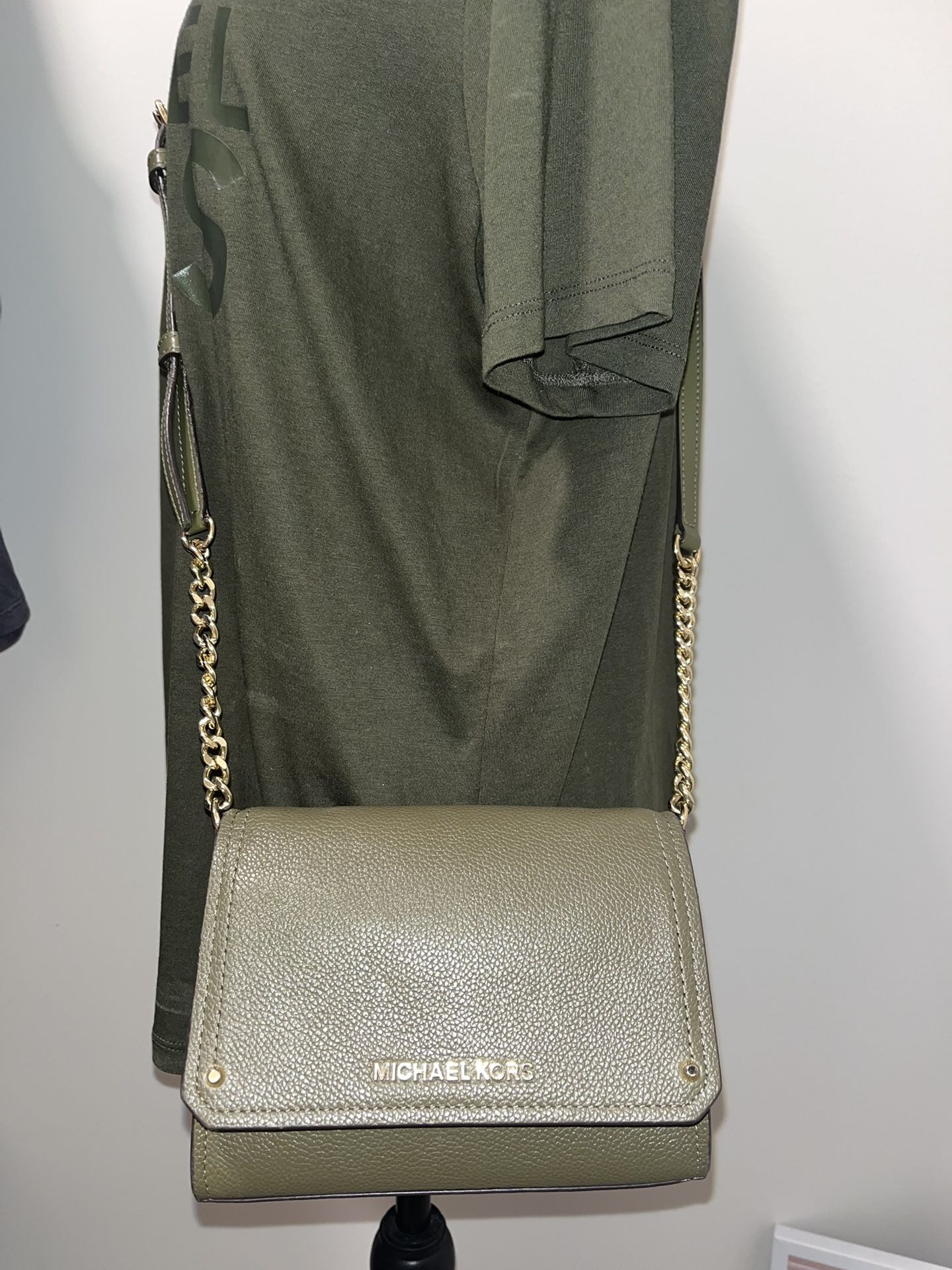 Michael Kors Hayes Crossbody In Olive Green