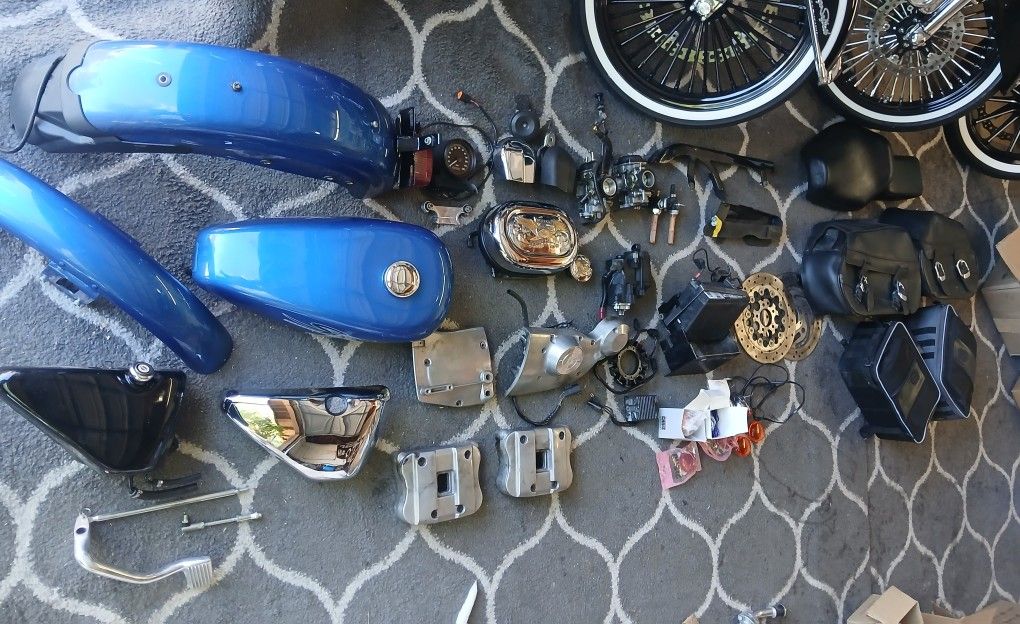 Harley Sportster, Softail Parts Lot - Gas Tank, Brakes, Bags, Carburetor, Turn Signals
