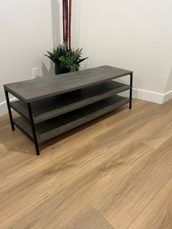 TV Console Gray 3 Shelf