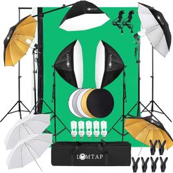 Backdrop Stand Green Screen Photography Lighting Kit 3 Softboxes 5 Photo Umbrellas 5 in1 Reflector Accessories for Video Equipments Studio Lights Part
