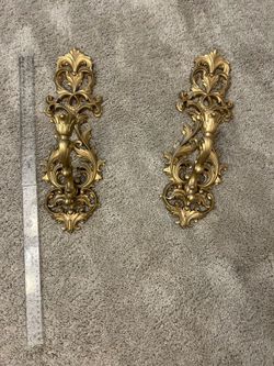 Vintage Gold Sconces a pair (2) pc