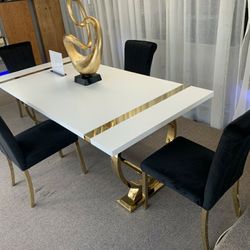 Luxury White & Gold Dining Table Set Modern, Elegant $10 down